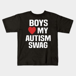 Boys Heart My Autism Swag Funny Boys Love My Autism Swag Kids T-Shirt